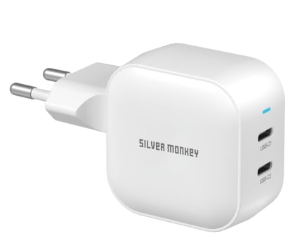 Ładowarka do smartfonów Silver Monkey Ładowarka GaN Smart Duo 48W PD Biała
